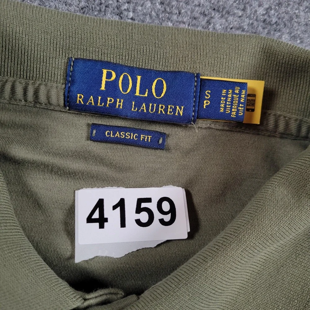 Polo Ralph Lauren Polo Shirt Mens Small Olive Green Classic Fit Flesh Pony